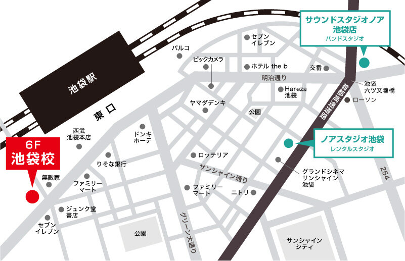 NOAダンスアカデミー池袋校 地図画像